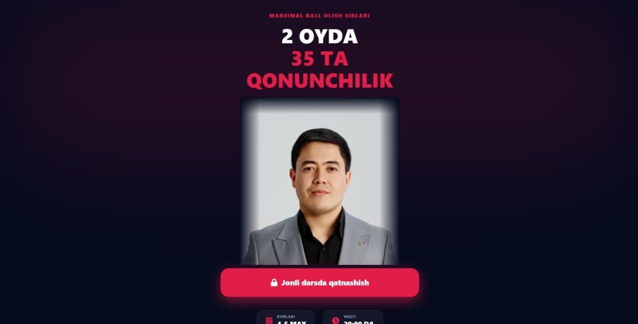 Bekzod Chorshanbiyev — Landing Page